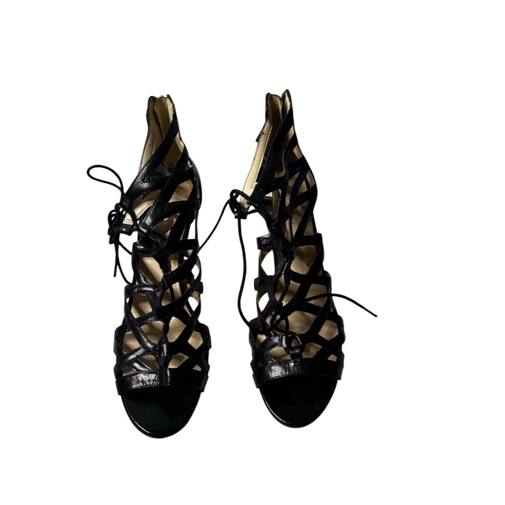 Nine West Black Lace-Up Cage Heels